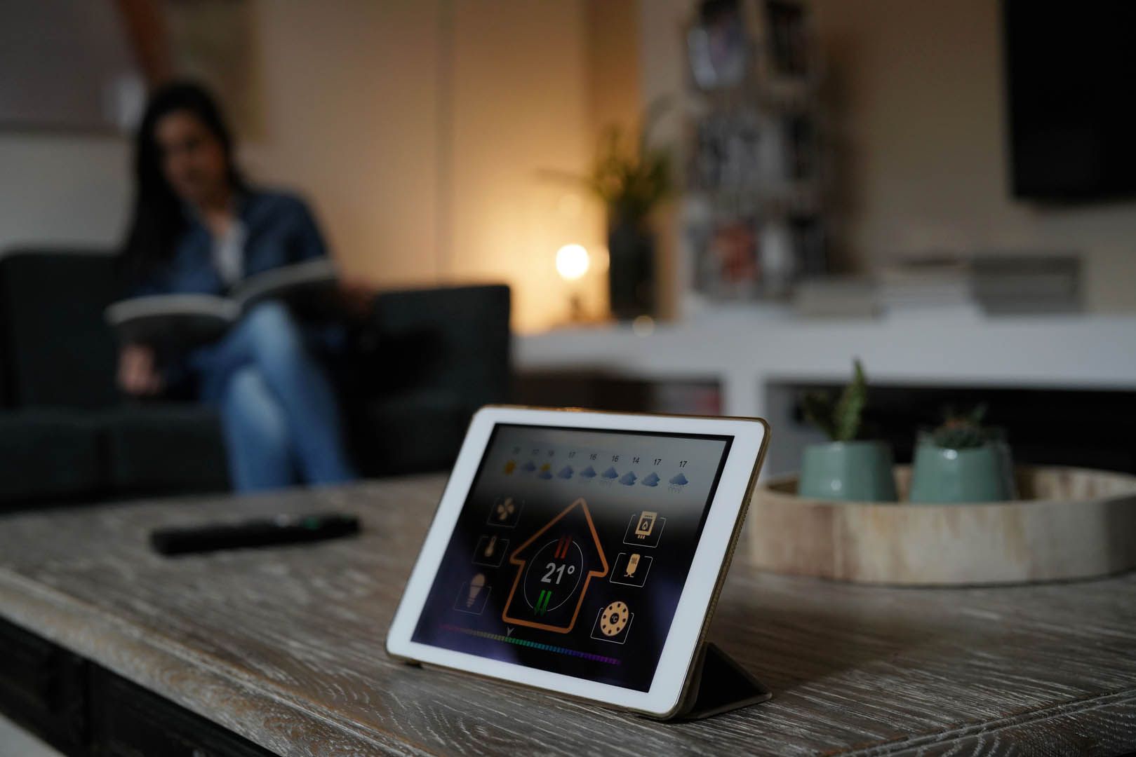Smart Home App auf einem Tablet